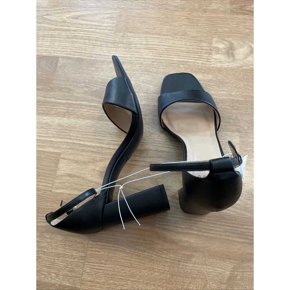 A New Day Shelly Heels Black 10 Wide Women's Ankle Strap Block Memory Foam NEW - Picture 9 of 16